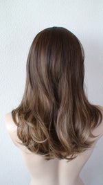 Load image into Gallery viewer, 24&quot; Brown Ombre Long Wavy Hair with Bangs Wig
