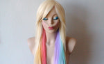 Load image into Gallery viewer, Blonde Pastel rainbow color combre wig. Pastel color Long straight colored hair wig. Lolita blonde color hair wig.
