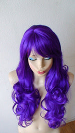 Load image into Gallery viewer, 24&quot; Purple Long Curly Hair Side Bangs Wig
