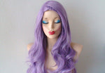 Load image into Gallery viewer, 26&quot; Lavender Long Curly Hair Long Side Bangs Wig
