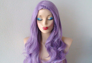 26" Lavender Long Curly Hair Long Side Bangs Wig