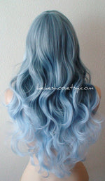 Load image into Gallery viewer, 26&quot; Lace Front Pastel Blue Ombre Long Curly Hair Side Bang Wig
