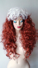 Load image into Gallery viewer, 28&quot; Auburn Red / white Long Curly Hair Cosplay Wig. Custom Wig.
