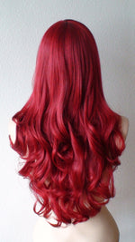 Load image into Gallery viewer, 26&quot; Wine Red  Long Curly Hair Long Side Bangs Wig
