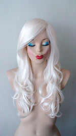 Load image into Gallery viewer, 26&quot; White Long Curly Hair Long Side Bangs Wig
