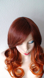 Load image into Gallery viewer, 24&quot; Auburn  Ginger Orange Ombre Curly Hair Side Bangs Wig
