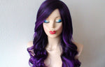 Load image into Gallery viewer, 26&quot; Purple Ombre Curly Hair Long Side Bangs Wig
