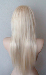 Load image into Gallery viewer, 28&quot; Blonde Long Straight Layered Hair with Long Side Bangs Wig. Scene wig. Emo wig.
