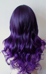 Load image into Gallery viewer, 26&quot; Purple Ombre Curly Hair Long Side Bangs Wig
