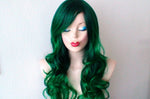 Load image into Gallery viewer, 26&quot; Irish Green Ombre Long Curly Hairstyle Long Side Bangs Wig
