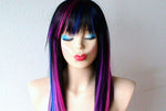 Load image into Gallery viewer, 20&quot; Black Galaxy Ombre Straight Hair with Bangs Wig
