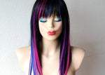 Load image into Gallery viewer, 20&quot; Black Galaxy Ombre Straight Hair with Bangs Wig
