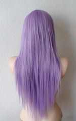 Load image into Gallery viewer, 28&quot; Lavender Long Straight hair side bangs wig. Emo wig. Scene wig.
