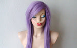 Load image into Gallery viewer, 28&quot; Lavender Long Straight hair side bangs wig. Emo wig. Scene wig.
