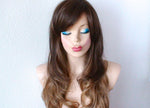 Load image into Gallery viewer, 24&quot; Brown Dirty Blonde Ombre Long Curly Side Bangs Wig
