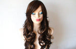 Load image into Gallery viewer, 26&quot; Brown / Auburn / Carmel /Ash Blonde Long Curly Hair  Side Bangs Wig
