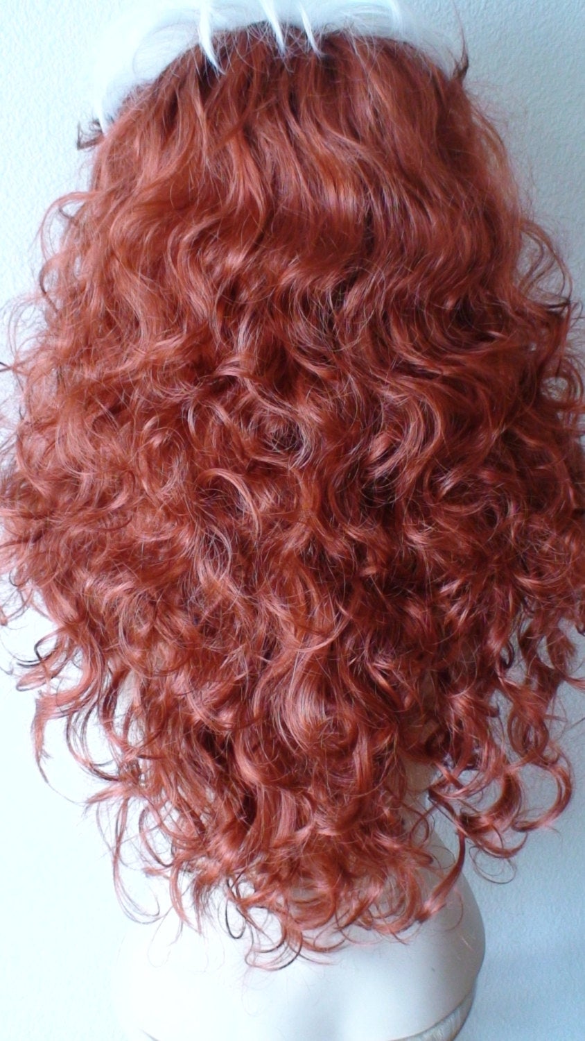 28" Auburn Red / white Long Curly Hair Cosplay Wig. Custom Wig.