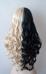 Load image into Gallery viewer, 30&#39; Black Blonde Side by Side Long Curly Hairstyle Wig with Bangs
