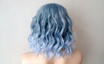 Load image into Gallery viewer, 16&quot; Pastel Blue Ombre Short Wavy Hairstyle Wig
