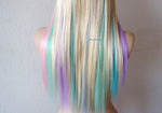 Load image into Gallery viewer, 28&quot; Blonde Pastel Color Ombre Long Straight Layered Hair with Bangs Wig
