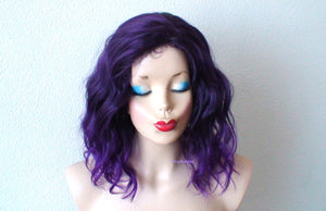 16" Purple Ombre Beach Wave Hairstyle Wig.