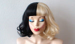 Load image into Gallery viewer, 14&quot; Blonde Black Side by Side Short Curly Hair with Bangs Wig
