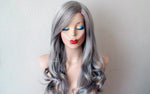 Load image into Gallery viewer, 26&quot; Salt Pepper Gray Long Curly HairLong Side Bangs Wig
