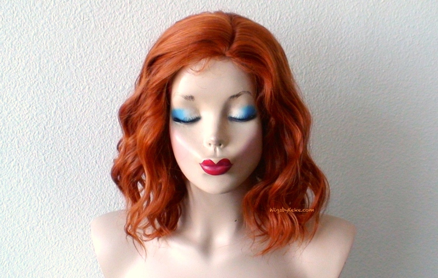 16" Lace Front Ginger Orange Short Wavy Hairstyle Wig