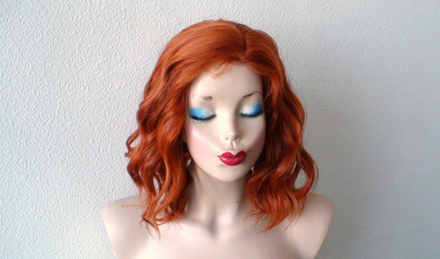 16" Lace Front Ginger Orange Short Wavy Hairstyle Wig