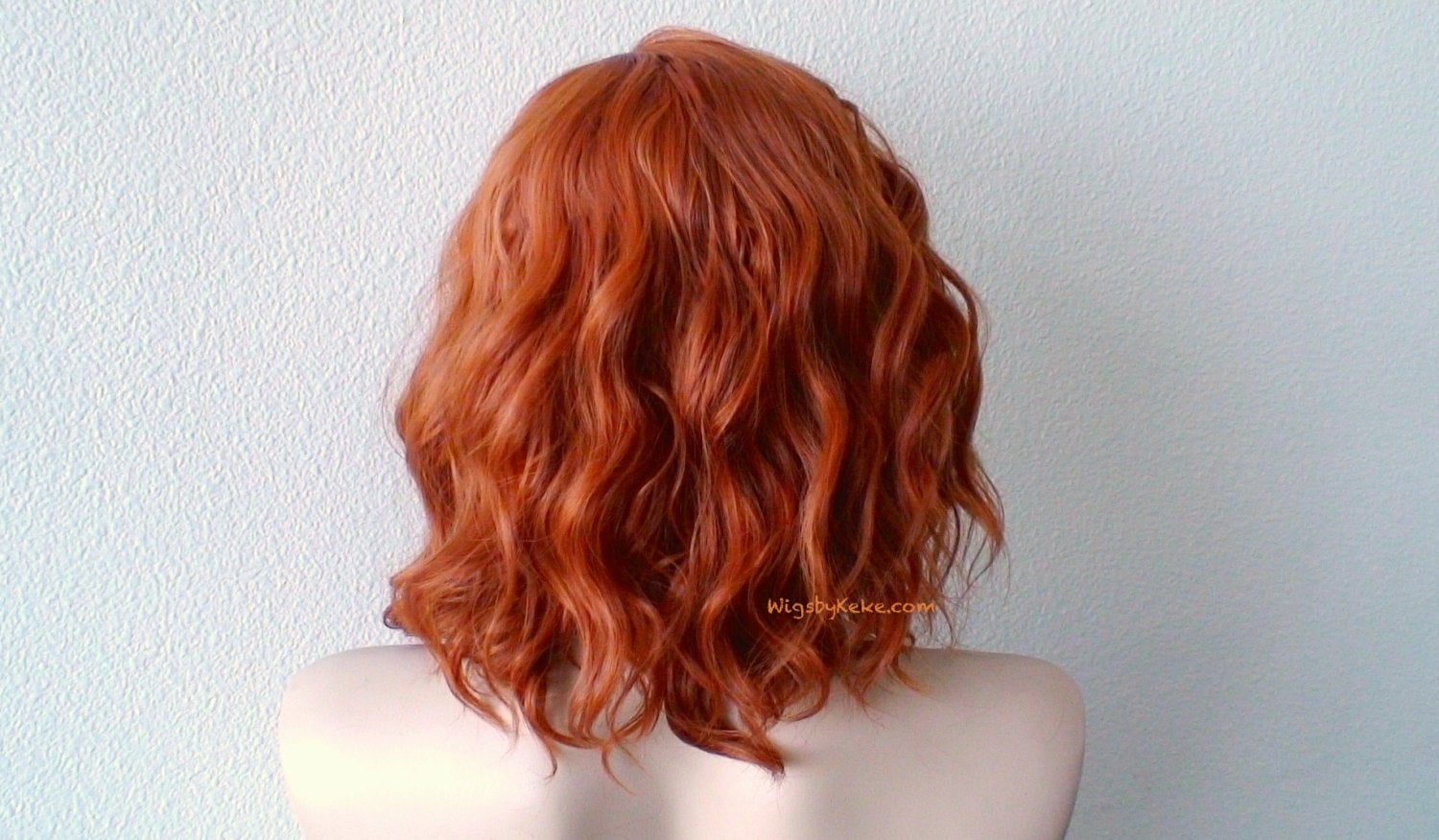 16" Ginger Orange Short Wavy Hairstyle Wig