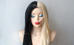 Load image into Gallery viewer, 28&quot; Lace Front Blonde Black Side by Side Straight Layered Wig
