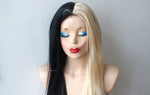 Load image into Gallery viewer, 28&quot; Lace Front Blonde Black Side by Side Straight Layered Wig
