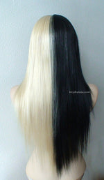 Load image into Gallery viewer, 28&quot; Lace Front Blonde Black Side by Side Straight Layered Wig
