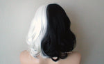 Load image into Gallery viewer, 16&quot; White Black Short  Wavy Hair Side Bangs Wig. Custom Wig. Cosplay Wig.
