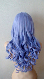 Load image into Gallery viewer, 26&quot; Pastel Lavender Blue Long Curly Hair Long Side Bangs Wig
