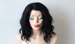 16" Black Short Wavy Hair Wig