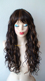 Load image into Gallery viewer, 26&quot; Brown Auburn Wavy hairs with Bangs Wig
