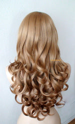 Load image into Gallery viewer, 26&quot; Golden Blonde /Strawberry Blonde Ombre Long Curly Hair Long Side Bangs Wig
