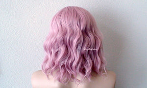 16" Pastel Blush Pink Short Wavy hairstyle Wig