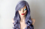 Load image into Gallery viewer, 26&quot; Pastel Dark Lavender Gray Long Curly Hair Long Side Bangs Wig
