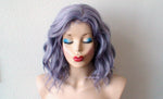 Load image into Gallery viewer, 16&quot; Pastel Dark Lavender Gray Short Wavy Hairstyle Wig.
