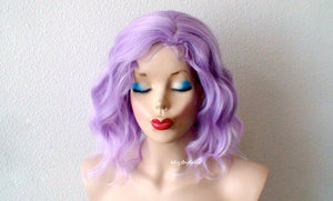 16" Pastel Lavender Ombre Short Wavy Hairstyle Wig